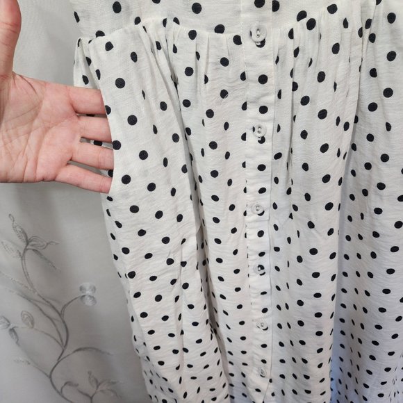 Black & White Polka Dot, Tie Top Dress with Adjustable Straps & Pockets! - Picture 5 of 12